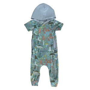6-12m Rags to Raches Romper Mushroom Fungi Print Hoodie Hooded Pocket 12 Month
